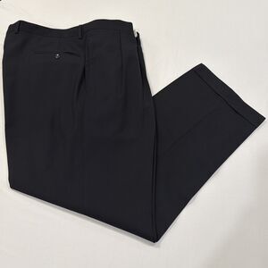 Jos A Bank Executive Men’s 42x30.5 100% Wool Dress Pants Black Pleated Trad Fit